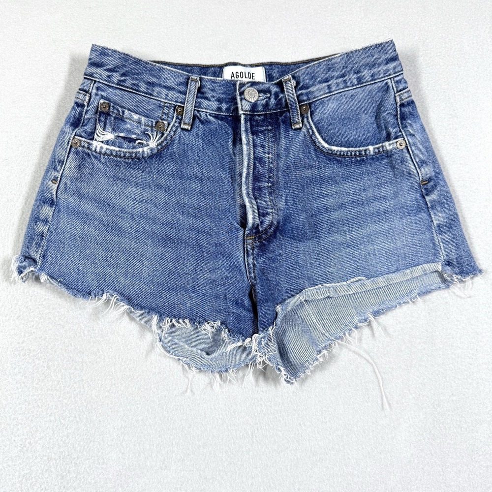 Agolde Shorts Women 25 Parker Vintage Cut Off Short Denim Lowkey Wash Button Fly